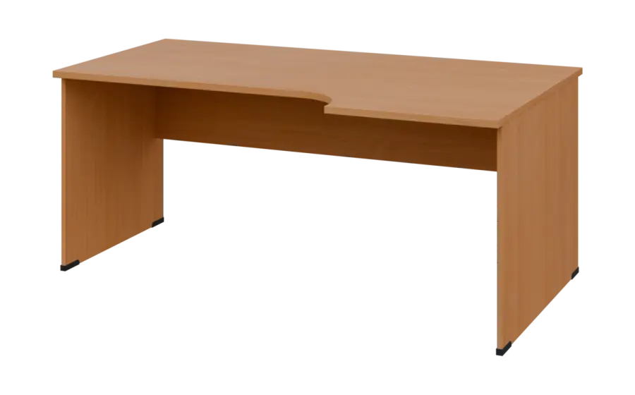 ORL 28 - 186 stůl kancelářský, rohový, pravý, dřevěná podnož, deska 25 mm, široký 1800 mm, buk royal