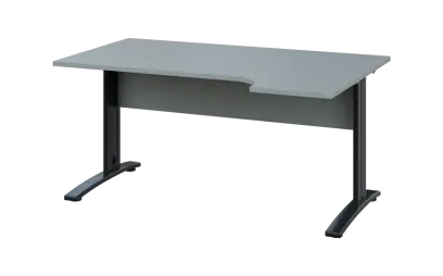 ORK 28 - 164 stůl kancelářský, rohový, pravý, kovová podnož černá, deska 25 mm, široký 1600 mm, šedá