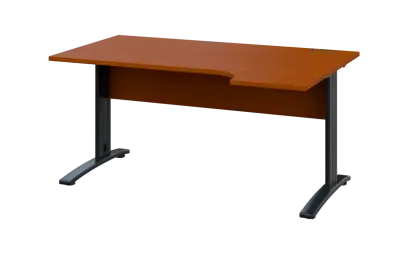 ORK 28 - 164 stůl kancelářský, rohový, pravý, kovová podnož černá, deska 25 mm, široký 1600 mm, třešeň šumavská