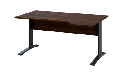 ORK 28 - 164 stůl kancelářský, rohový, pravý, kovová podnož černá, deska 25 mm, široký 1600 mm, ořech královský
