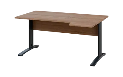 ORK 28 - 164 stůl kancelářský, rohový, pravý, kovová podnož černá, deska 25 mm, široký 1600 mm, dub bardolino