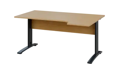 ORK 28 - 164 stůl kancelářský, rohový, pravý, kovová podnož černá, deska 25 mm, široký 1600 mm, javor horský