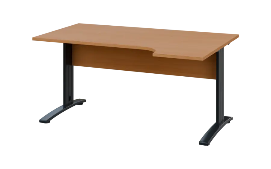 ORK 28 - 164 stůl kancelářský, rohový, pravý, kovová podnož černá, deska 25 mm, široký 1600 mm, buk royal