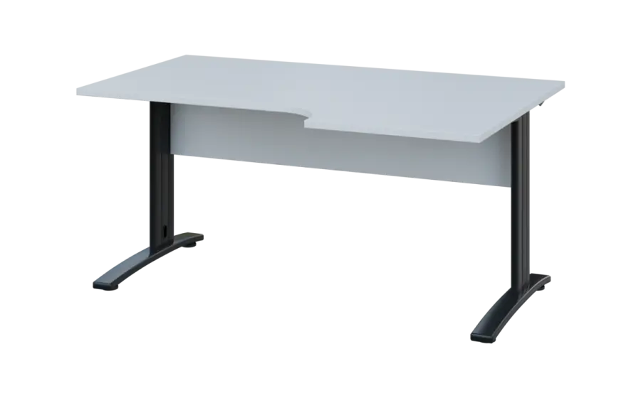ORK 28 - 166 stůl kancelářský, rohový, pravý, kovová podnož černá, deska 25 mm, široký 1600 mm, bílá