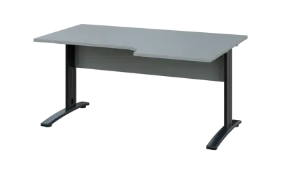 ORK 28 - 166 stůl kancelářský, rohový, pravý, kovová podnož černá, deska 25 mm, široký 1600 mm, šedá