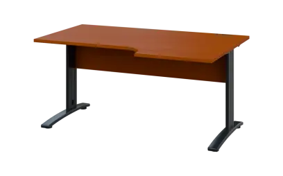 ORK 28 - 166 stůl kancelářský, rohový, pravý, kovová podnož černá, deska 25 mm, široký 1600 mm, třešeň šumavská