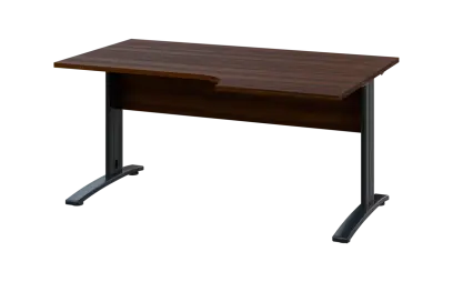 ORK 28 - 166 stůl kancelářský, rohový, pravý, kovová podnož černá, deska 25 mm, široký 1600 mm, ořech královský