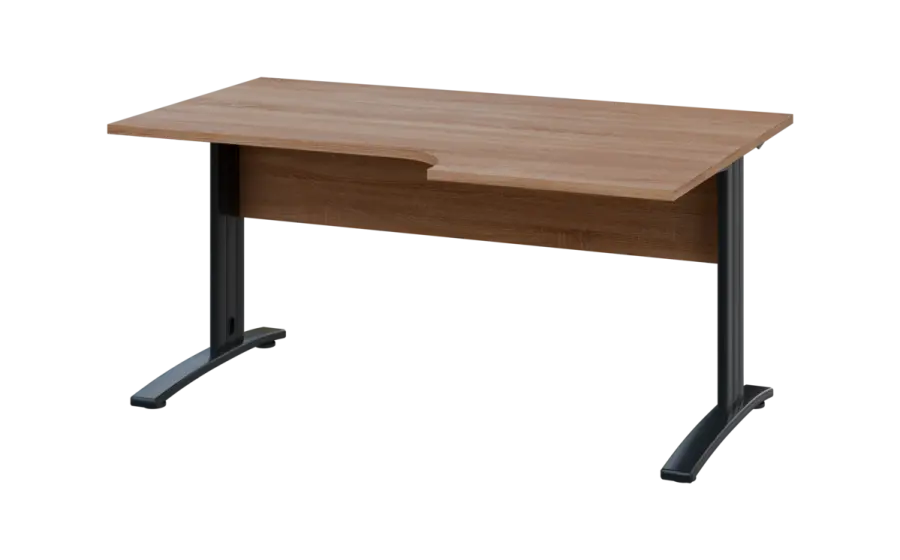 ORK 28 - 166 stůl kancelářský, rohový, pravý, kovová podnož černá, deska 25 mm, široký 1600 mm, dub bardolino