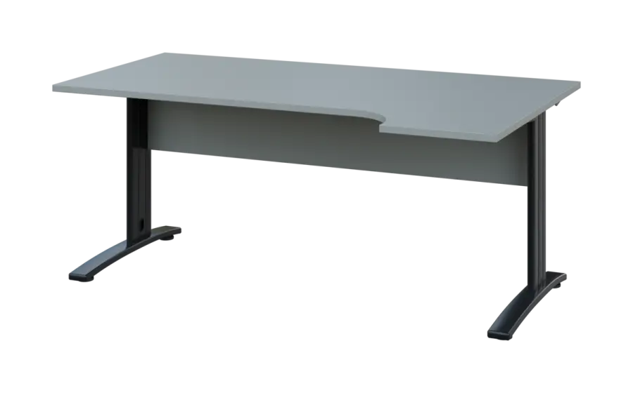ORK 28 - 184 stůl kancelářský, rohový, pravý, kovová podnož černá, deska 25 mm, široký 1800 mm, šedá