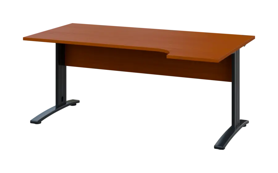 ORK 28 - 184 stůl kancelářský, rohový, pravý, kovová podnož černá, deska 25 mm, široký 1800 mm, třešeň šumavská