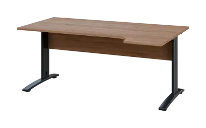 ORK 28 - 184 stůl kancelářský, rohový, pravý, kovová podnož černá, deska 25 mm, široký 1800 mm, dub bardolino