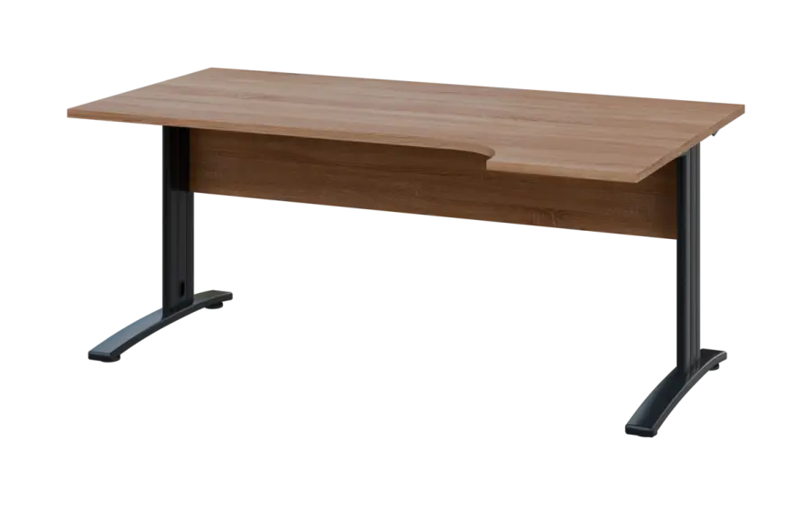 ORK 28 - 184 stůl kancelářský, rohový, pravý, kovová podnož černá, deska 25 mm, široký 1800 mm, dub bardolino