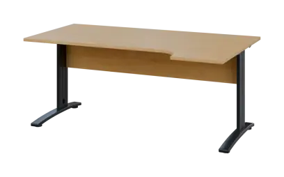 ORK 28 - 184 stůl kancelářský, rohový, pravý, kovová podnož černá, deska 25 mm, široký 1800 mm, javor horský