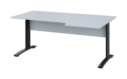 ORK 28 - 186 stůl kancelářský, rohový, pravý, kovová podnož černá, deska 25 mm, široký 1800 mm, bílá