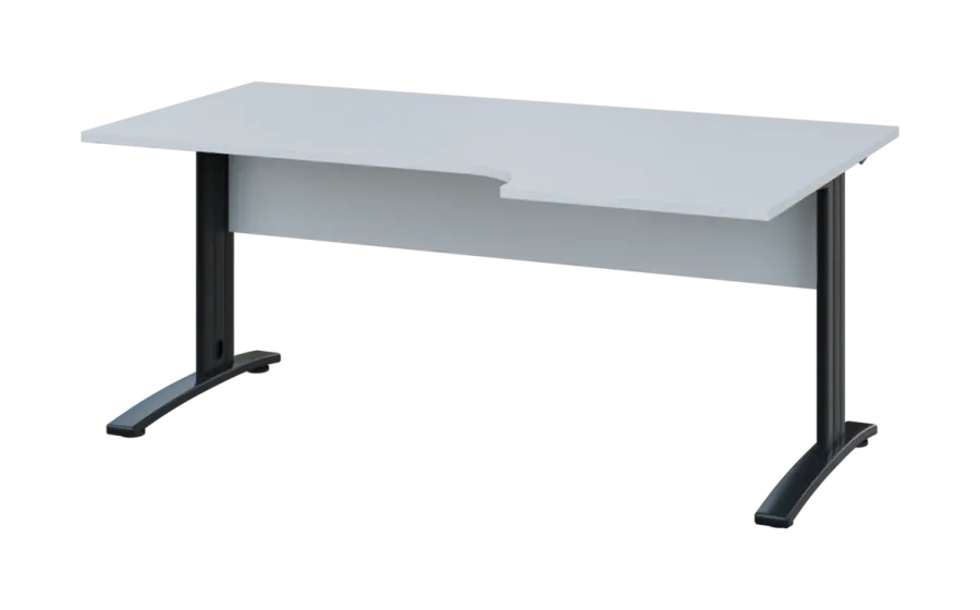 ORK 28 - 186 stůl kancelářský, rohový, pravý, kovová podnož černá, deska 25 mm, široký 1800 mm, bílá