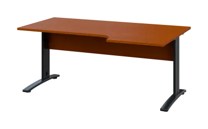 ORK 28 - 186 stůl kancelářský, rohový, pravý, kovová podnož černá, deska 25 mm, široký 1800 mm, třešeň šumavská