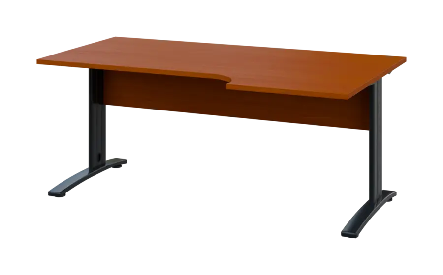 ORK 28 - 186 stůl kancelářský, rohový, pravý, kovová podnož černá, deska 25 mm, široký 1800 mm, třešeň šumavská