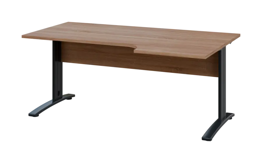 ORK 28 - 186 stůl kancelářský, rohový, pravý, kovová podnož černá, deska 25 mm, široký 1800 mm, dub bardolino