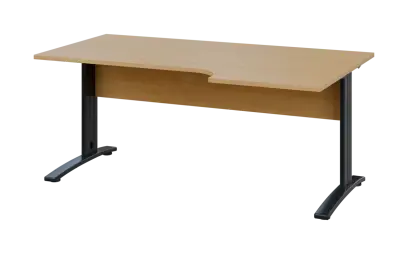 ORK 28 - 186 stůl kancelářský, rohový, pravý, kovová podnož černá, deska 25 mm, široký 1800 mm, javor horský