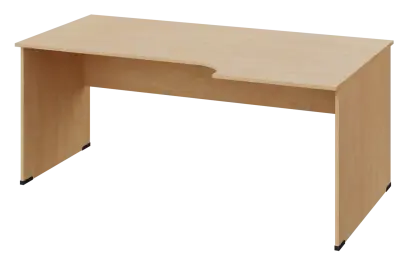 ERL 18 - 186 stůl kancelářský, rohový, pravý, dřevěná podnož, deska 18 mm, široký 1800 mm, bříza světlá