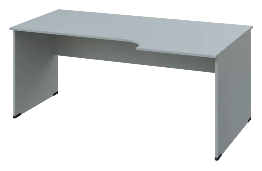 ERL 18 - 186 stůl kancelářský, rohový, pravý, dřevěná podnož, deska 18 mm, široký 1800 mm, šedá