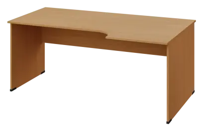 ERL 18 - 186 stůl kancelářský, rohový, pravý, dřevěná podnož, deska 18 mm, široký 1800 mm, buk Royal