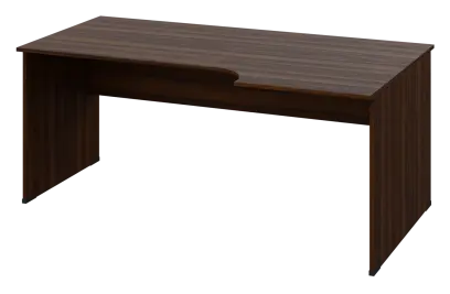 ERL 18 - 186 stůl kancelářský, rohový, pravý, dřevěná podnož, deska 18 mm, široký 1800 mm, ořech královský