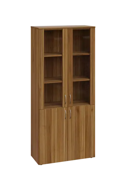 ENP 5 - 8DS kancelářská skříň, 4-dveřová/prosklená, 1800x800x400, ořech světlý