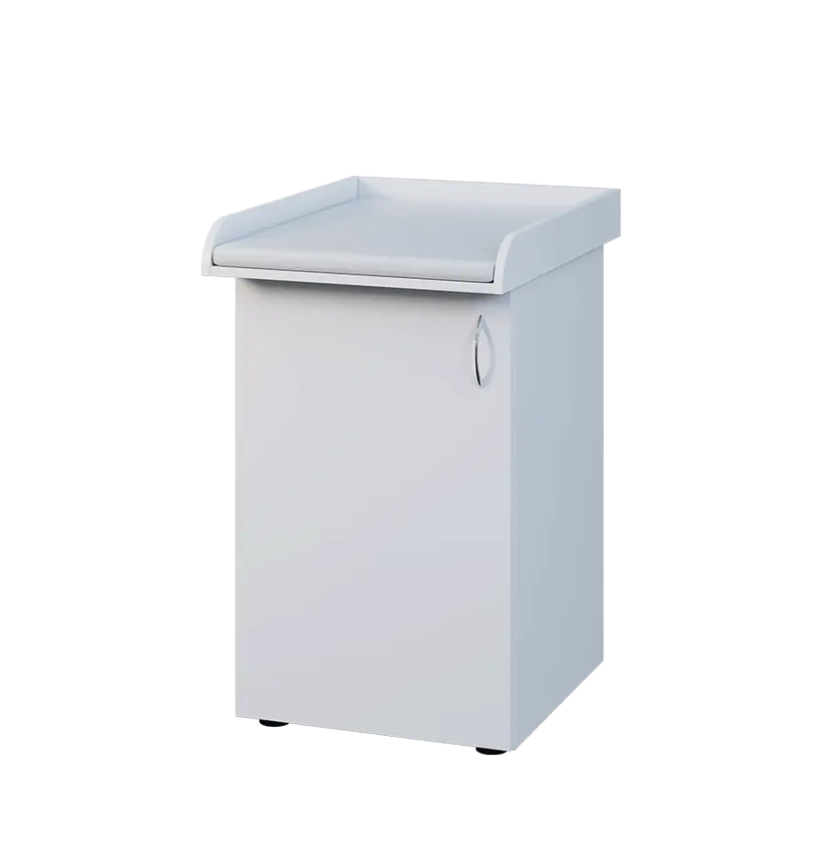 PP - 205 pult přebalovací s matrací, 1-dveřový, levý lamino - bílá, koženka bílá BA-1