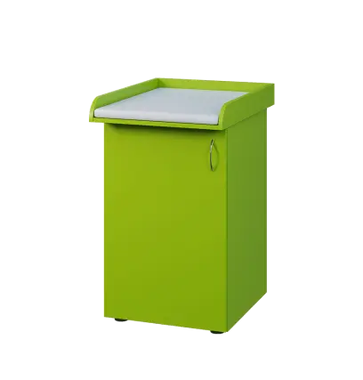 PP - 205 pult přebalovací s matrací, 1-dveřový, levý lamino - jarní zeleň, koženka bílá BA-1