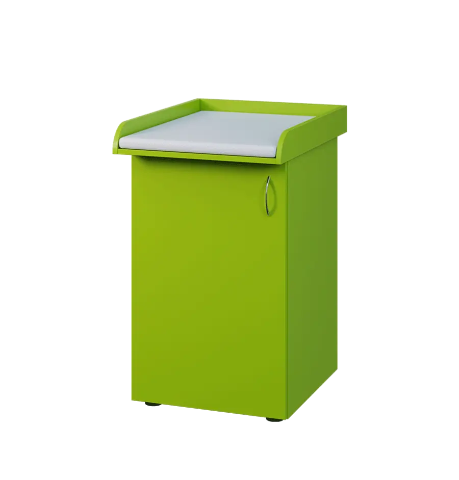 PP - 205 pult přebalovací s matrací, 1-dveřový, levý lamino - jarní zeleň, koženka bílá BA-1