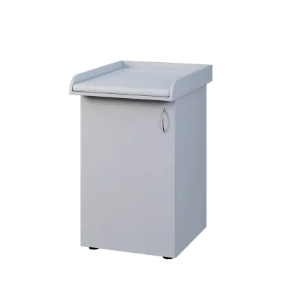 PP - 205 pult přebalovací s matrací, 1-dveřový, levý lamino - šedá, koženka bílá BA-1