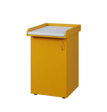 PP - 205 pult přebalovací s matrací, 1-dveřový, levý lamino - žlutá odio, koženka bílá BA-1