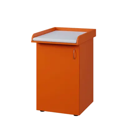 PP - 205 pult přebalovací s matrací, 1-dveřový, levý lamino - pomeranč, koženka bílá BA-1