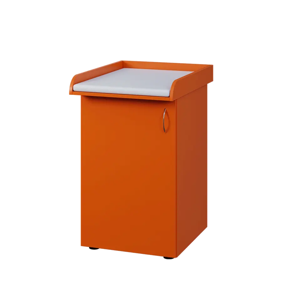 PP - 205 pult přebalovací s matrací, 1-dveřový, levý lamino - pomeranč, koženka bílá BA-1