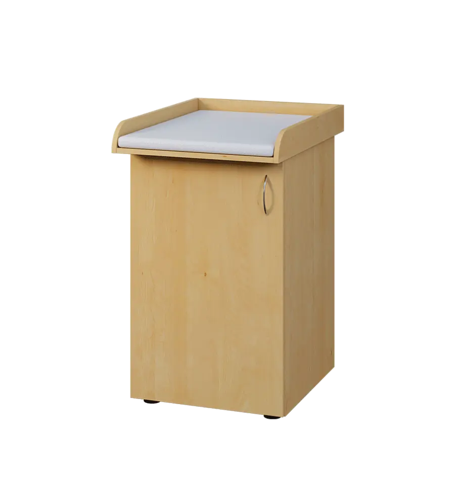 PP - 205 pult přebalovací s matrací, 1-dveřový, levý lamino - javor horský, koženka bílá BA-1