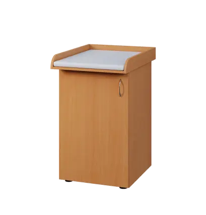 PP - 205 pult přebalovací s matrací, 1-dveřový, levý lamino - buk Royal, koženka bílá BA-1