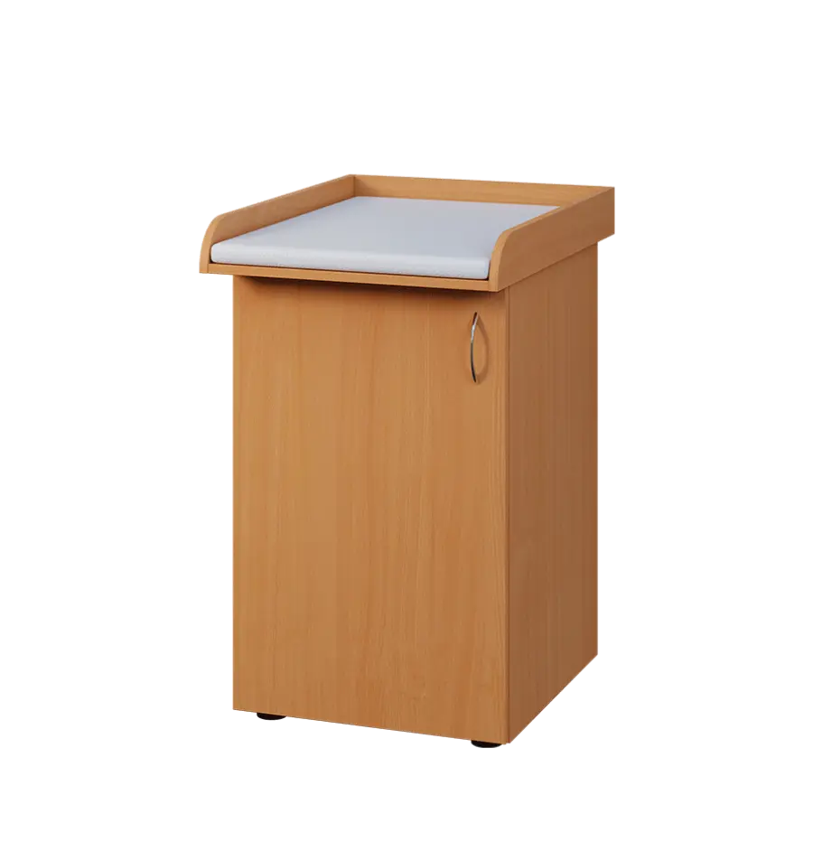 PP - 205 pult přebalovací s matrací, 1-dveřový, levý lamino - buk Royal, koženka bílá BA-1