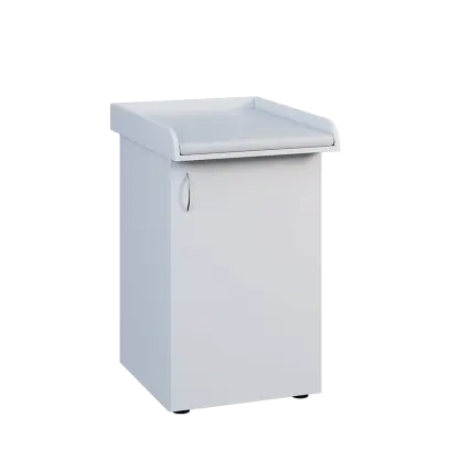 PP - 205 pult přebalovací s matrací, 1-dveřový, pravý lamino - bílá, koženka bílá BA-1