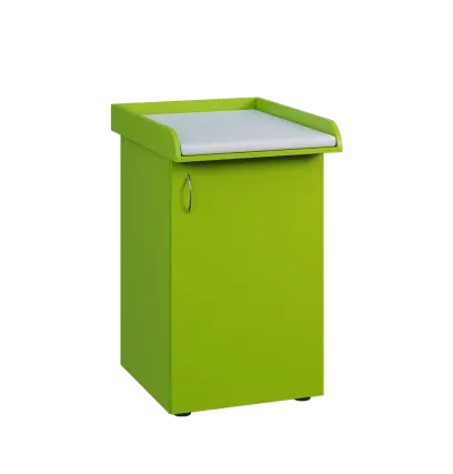 PP - 205 pult přebalovací s matrací, 1-dveřový, pravý lamino - jarní zeleň, koženka bílá BA-1