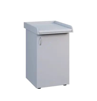 PP - 205 pult přebalovací s matrací, 1-dveřový, pravý lamino - šedá, koženka bílá BA-1