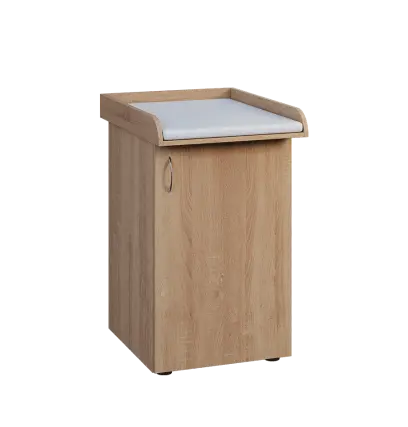 PP - 205 pult přebalovací s matrací, 1-dveřový, pravý lamino - dub bardolino, koženka bílá BA-1