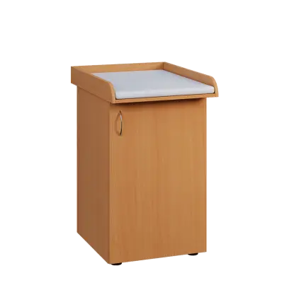 PP - 205 pult přebalovací s matrací, 1-dveřový, pravý lamino - buk Royal, koženka bílá BA-1