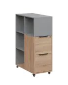 AERO 31 kancelářská skříň, 2-zásuvková/4 niky, 1100x400x800, kolečka, chinchilla šedá/dub bardolino