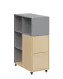 AERO 32 P kancelářská skříň, 2-dveřová/4 niky, pravá, 1100x400x800, kolečka, chinchilla šedá/bříza irská