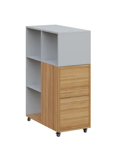 AERO 32 P kancelářská skříň, 2-dveřová/4 niky, pravá, 1100x400x800, kolečka, šedá/coco bolo
