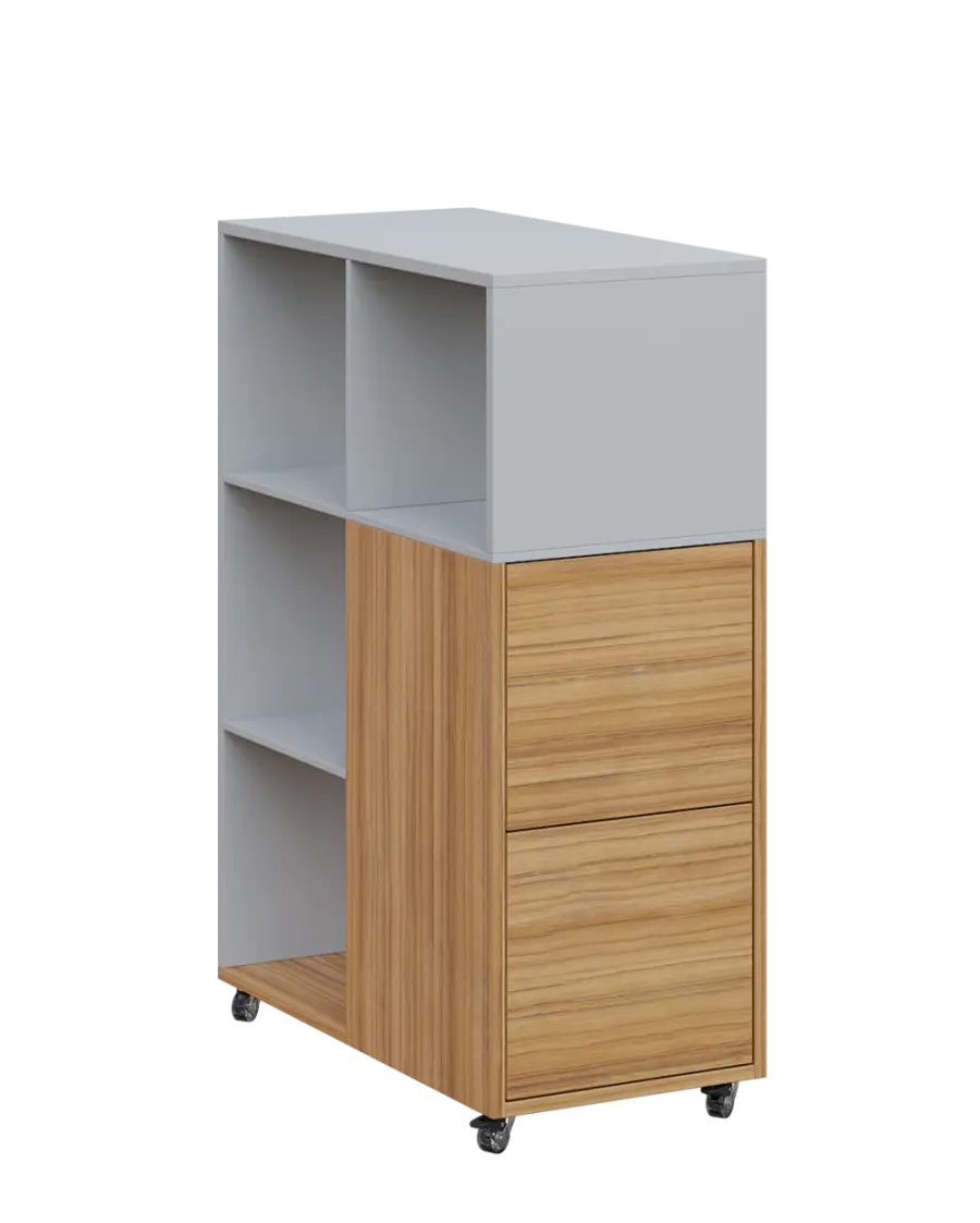AERO 32 P kancelářská skříň, 2-dveřová/4 niky, pravá, 1100x400x800, kolečka, šedá/coco bolo