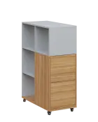 AERO 32 P kancelářská skříň, 2-dveřová/4 niky, pravá, 1100x400x800, kolečka, platinově bílá/coco bol