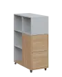 AERO 32 P kancelářská skříň, 2-dveřová/4 niky, pravá, 1100x400x800, kolečka, platinově bílá/dub hickory