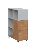 AERO 32 P kancelářská skříň, 2-dveřová/4 niky, pravá, 1100x400x800, kolečka, platinově bílá/dub klas